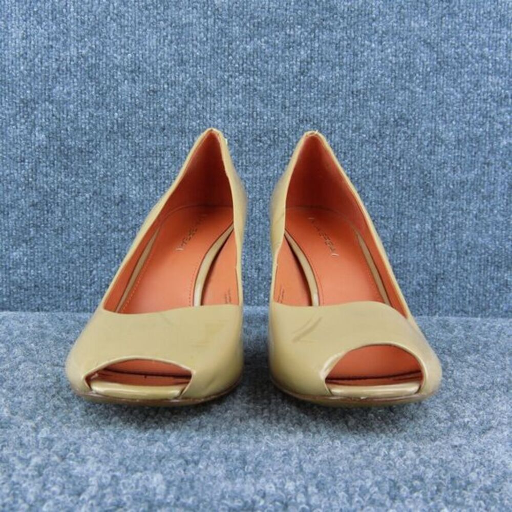 Via Spiga Women Peep Toe Heel Shoes‎ Beige Patent Leather Size 10.5 Medium - Picture 2 of 9